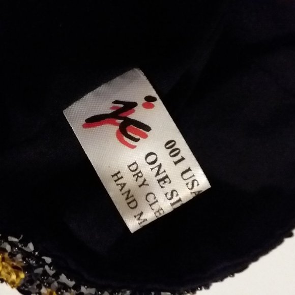 VTG. JC Womens 80’s Sequin Baseball Cap Disco Rare Black Red Gold main image 10